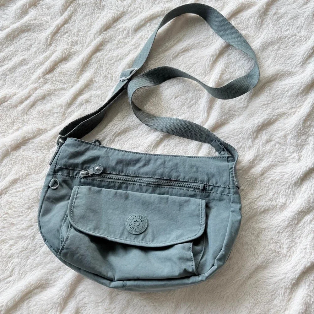 Kipling Gray Nylon Crossbody Shoulder Bag Adjustable Strap